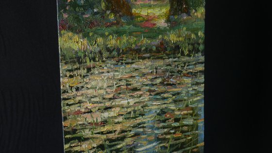 Overgrown Pond - sunny summer painting
