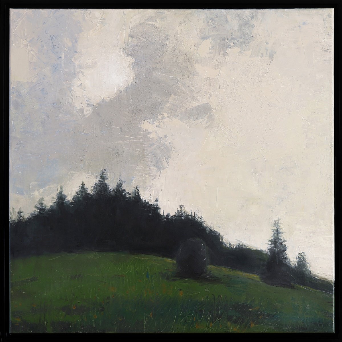 Impressionistic Landscape Oil Painting By Bo Kravchenko, 32 X 32, Mountain Slope, Original Artwork