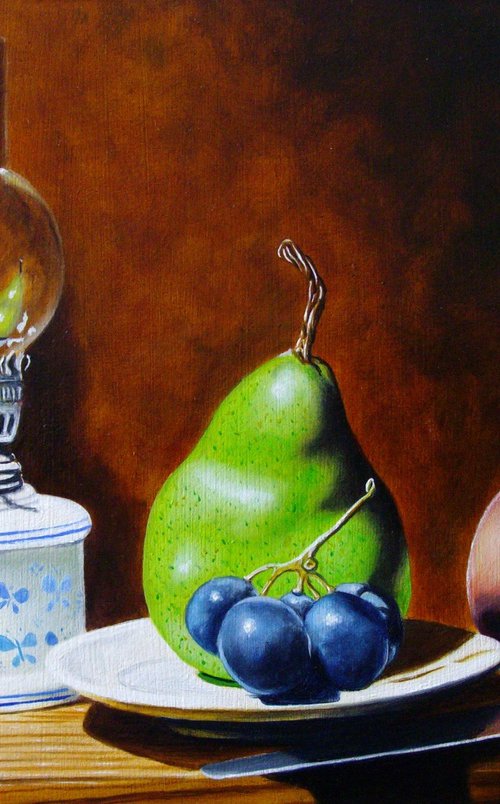 Oil lamp with fruits by Jean-Pierre Walter