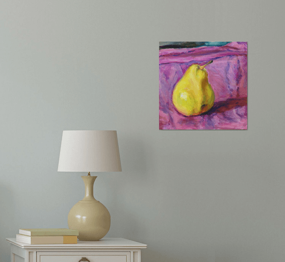 Pear on purple