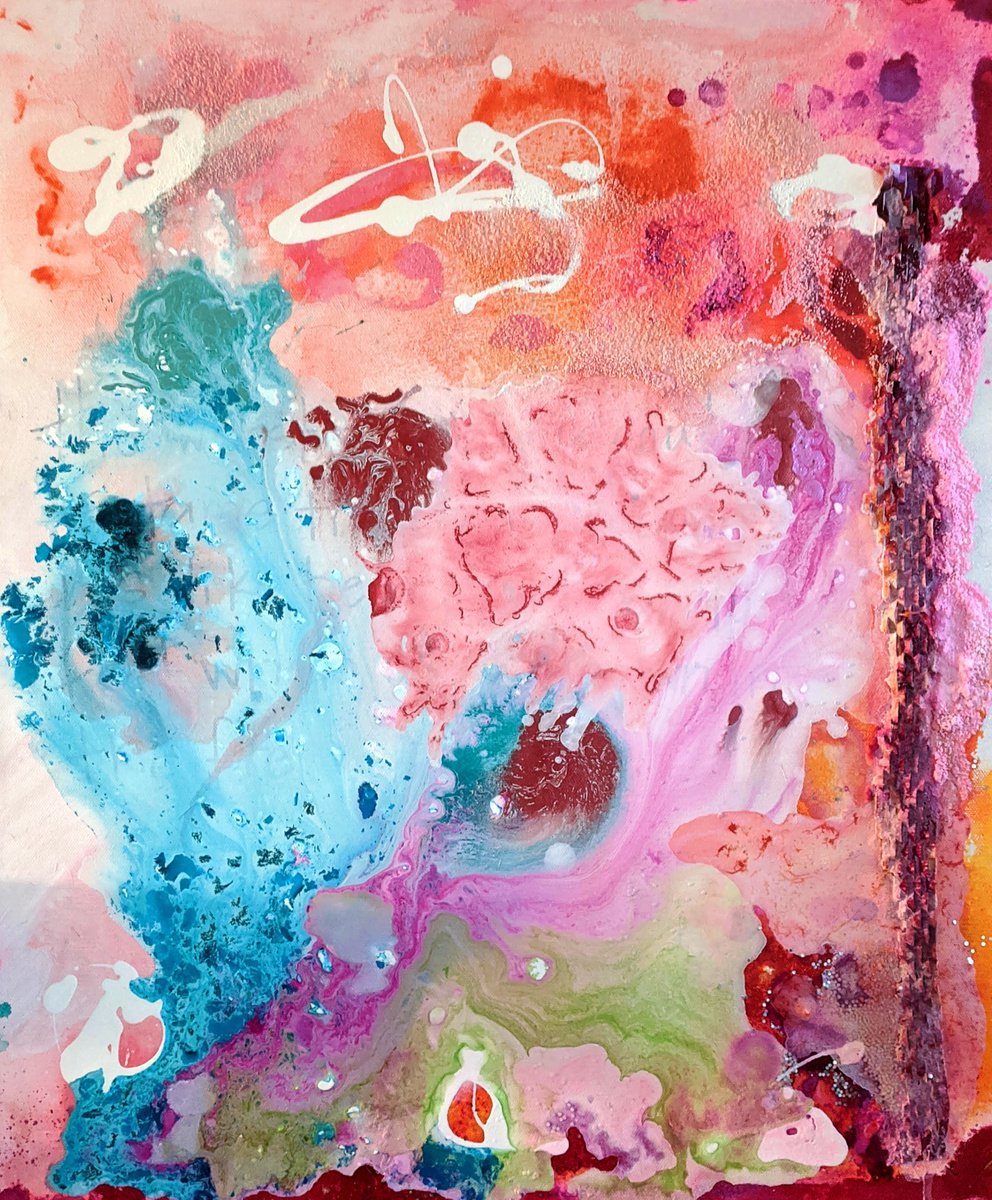 Abstract Painting By Shelli Finch, 20 X 24", Crazy Games, Original Artwork