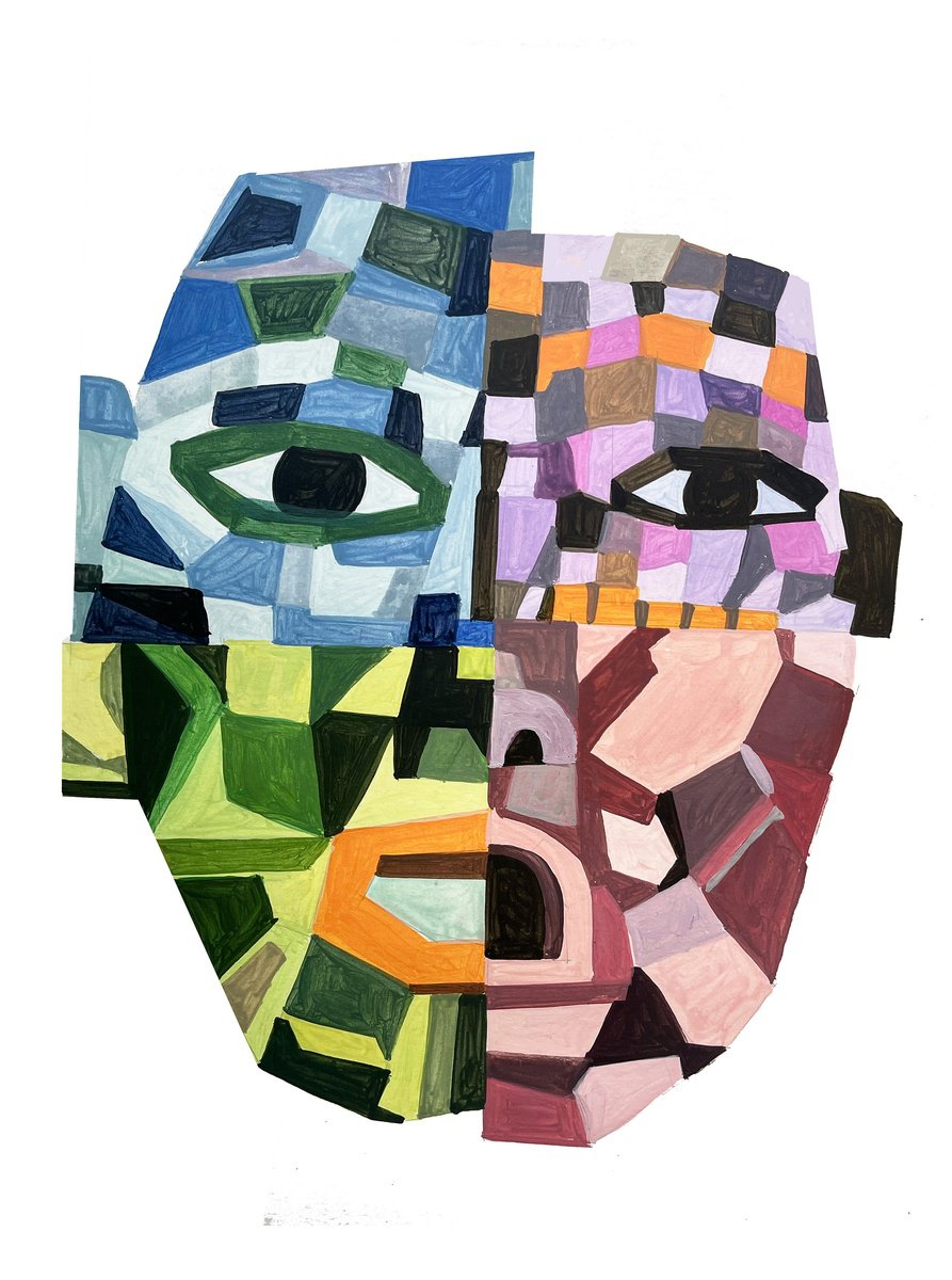 Mexican-Stone-Mask_Composition-4 By Andre Baldet, 13 X 17, Artwork For Sale On Artfinder