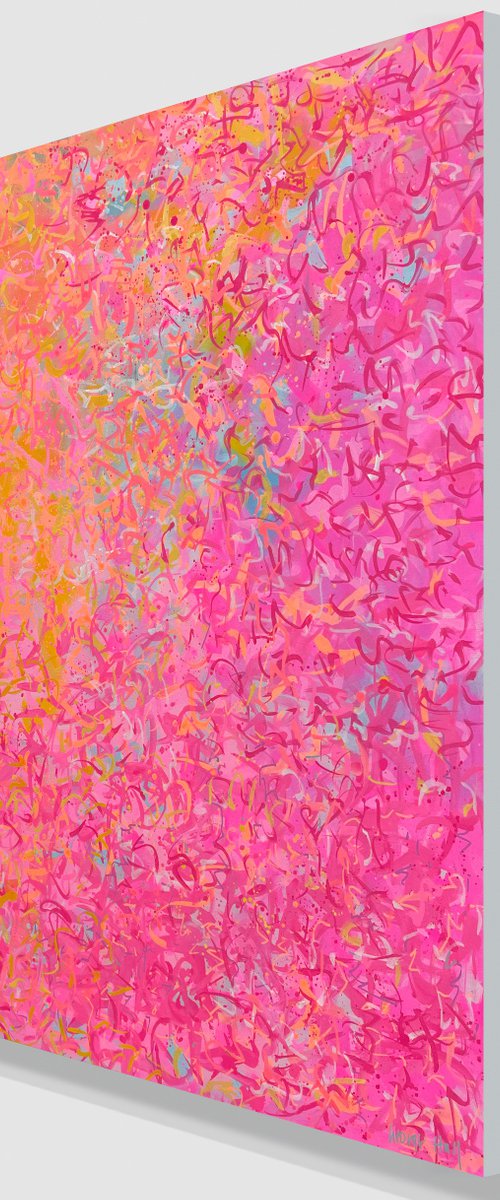 Neon Garden 117 x 117cm acrylic on canvas by George Hall