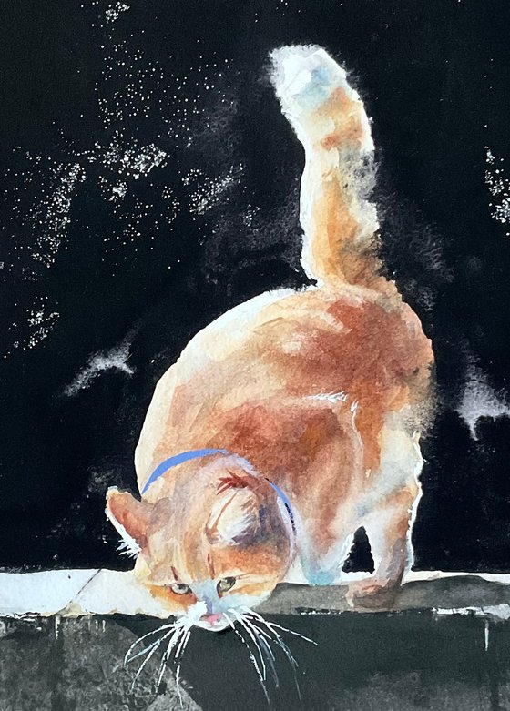 "Ginger cat" watercolor portrait