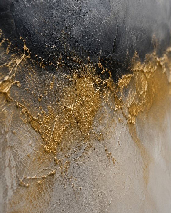 Abstract Gold Peaks in Gray Night