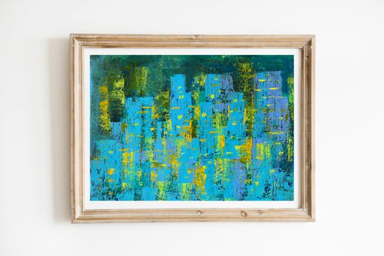 Urban Jungle! Abstract cityscape on handmade paper