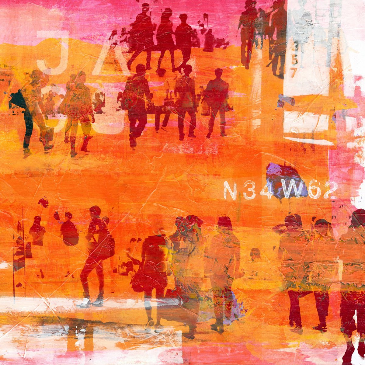 Abstract Cityscapes Photograph By Sven Pfrommer, 47 X 47", Human Crowd Iv, Original Artwork