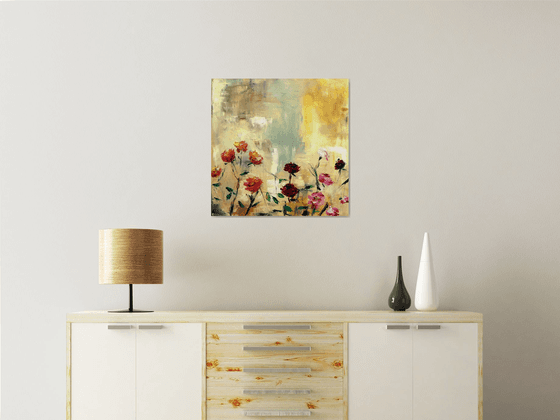Wild roses painting on canvas