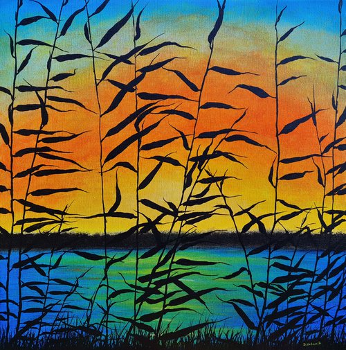 Grass by the river. by Daniel Urbaník
