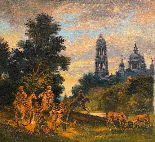Cossacks at the monastery by Oleg and Alexander Litvinov