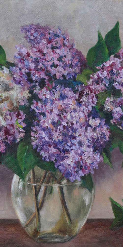 Lilac bouquet original oil painting by Marina Petukhova