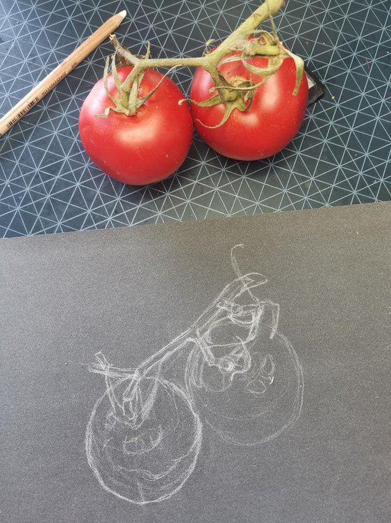 Sicilian tomatoes.  24x18 cm. Pomodori siciliani
