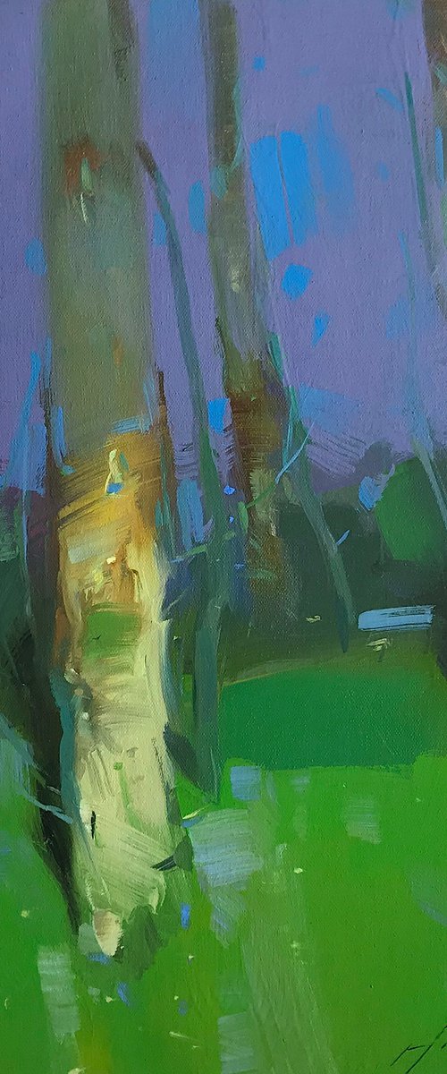 Summer Night, Original oil painting, Handmade artwork, One of a kind by Vahe Yeremyan