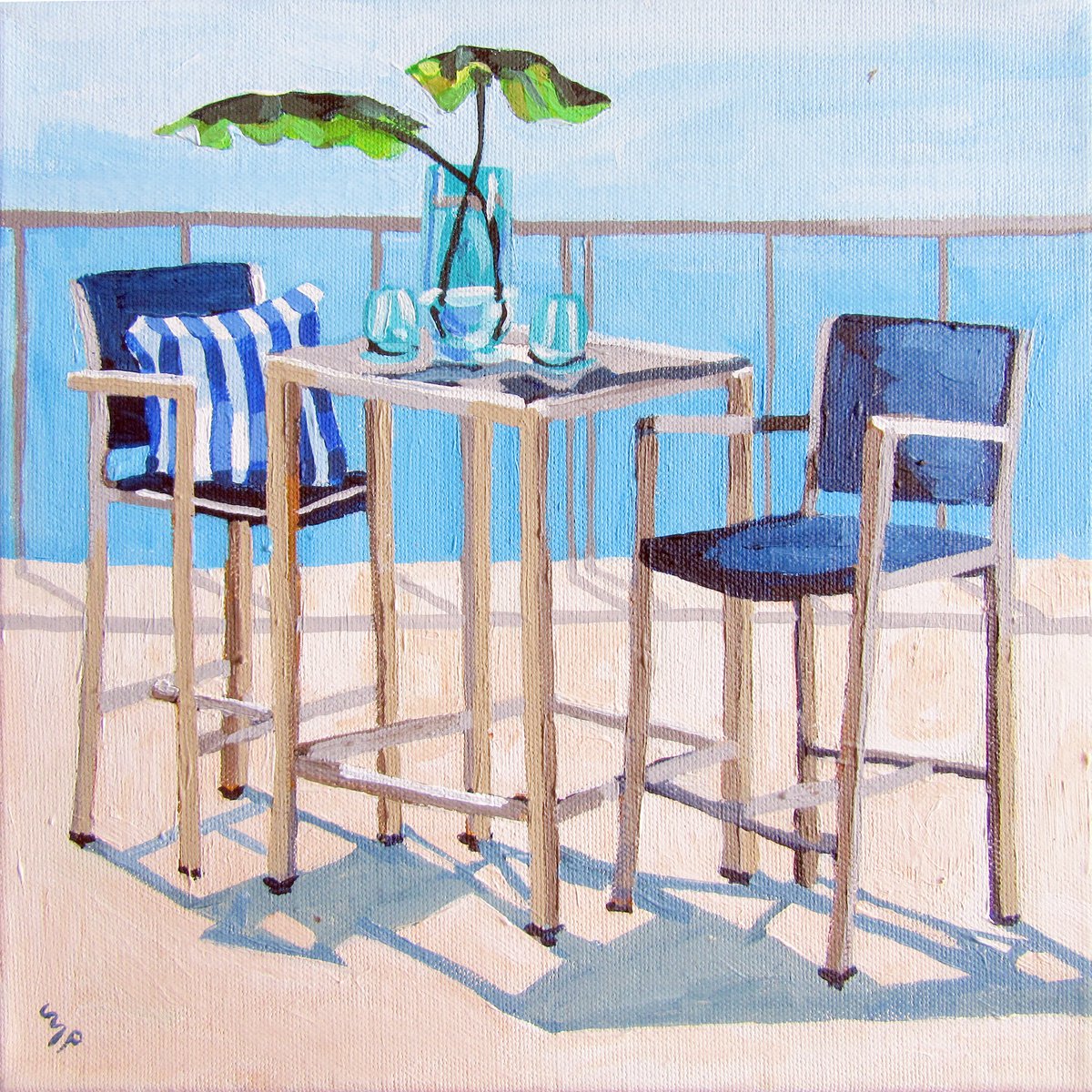 Impressionistic Landscape Acrylic Painting By Melinda Patrick, 10 X 10", Cerulean Sea, Original Artwork