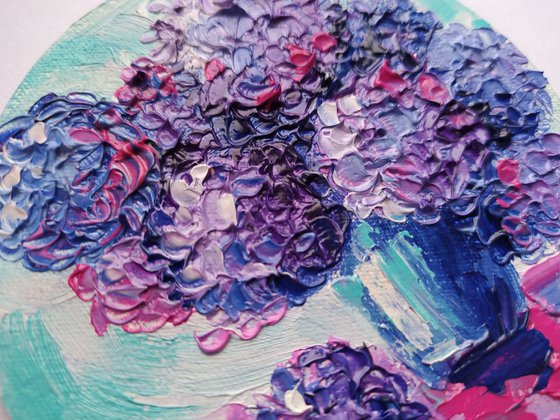 Hydrangea - small painting, bouquet, flowers oil painting, oil painting, flowers,  postcard, gift idea, gift