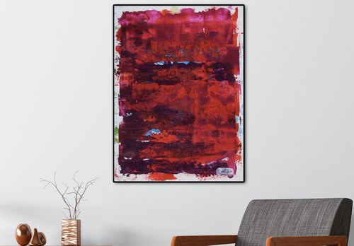Dreams in purple and red | Abstract painting on paper by Nestor Toro