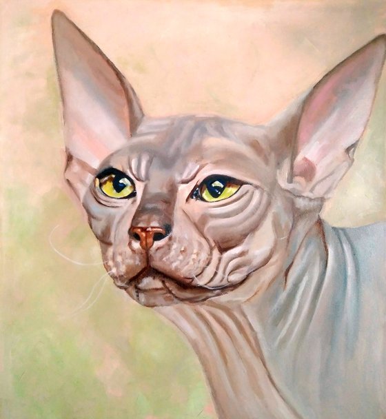 Sphinx cat, 45x50 cm, ready to hang.