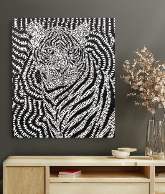 Hypnotic Black and White Tiger
