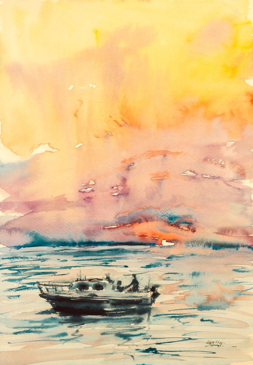 Sunset on sea by Kovacs Anna Brigitta