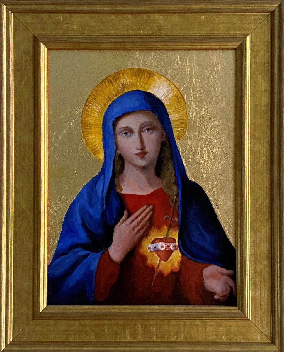 Immaculate Heart Virgin Mary Catholic oil painting. Framed ready to ...