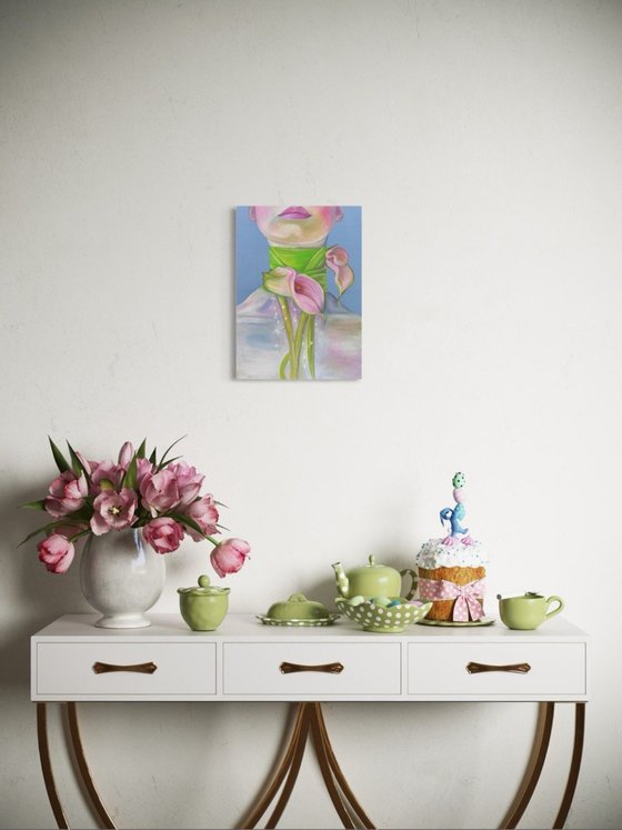 With calla lilies