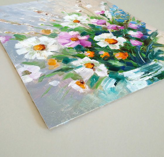 Bouquet of wild flowers oil painting