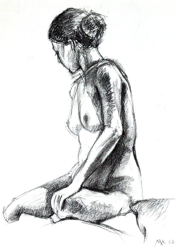 Life Drawing Sketch of Seated Girl