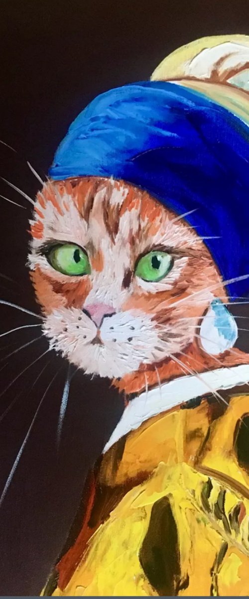Cat with the pearl earring by Olga Koval
