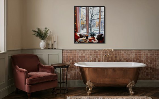 First Snow Beyond the Window