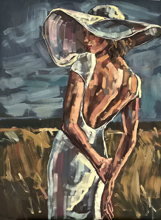 Female figure oil painting