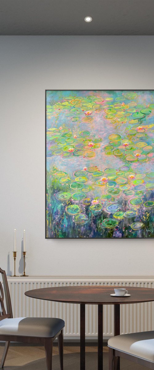 Songs of the Sea! Water Lily pond painting by Amita Dand