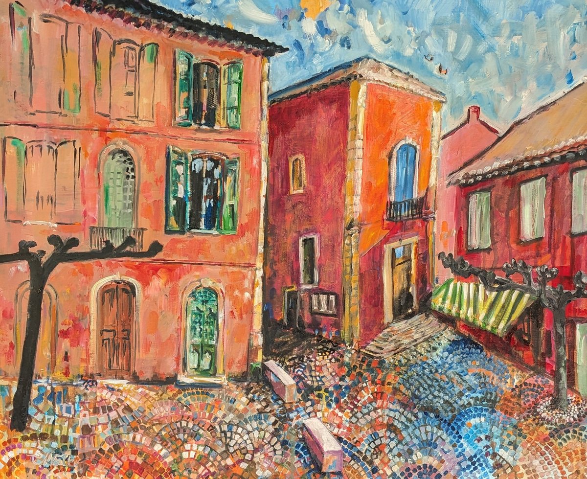 Impressionistic Landscape Oil Painting By Chris Walker, 24 X 20, Roussillon, Original Artwork