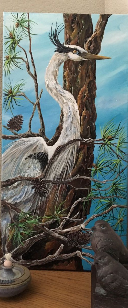 Heron in the Pines by Donna Daniels