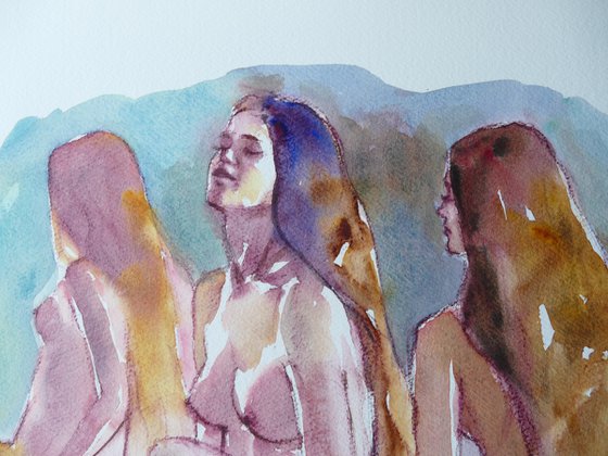 seated nude 3 poses