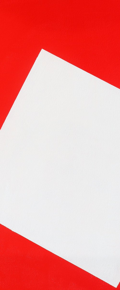 White Square on Red by Alyse Radenovic