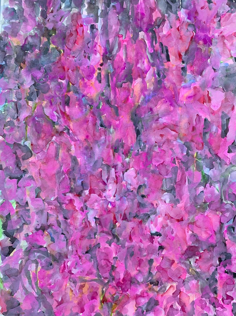 Organic Botanical Painting By Kathleen Mullaniff, 21 X 30", 