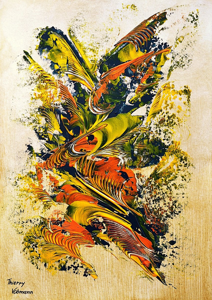 Abstract Acrylic Painting By Thierry Vobmann. Abstract ., 12 X 17", Ideal Gift 107, Original Artwork