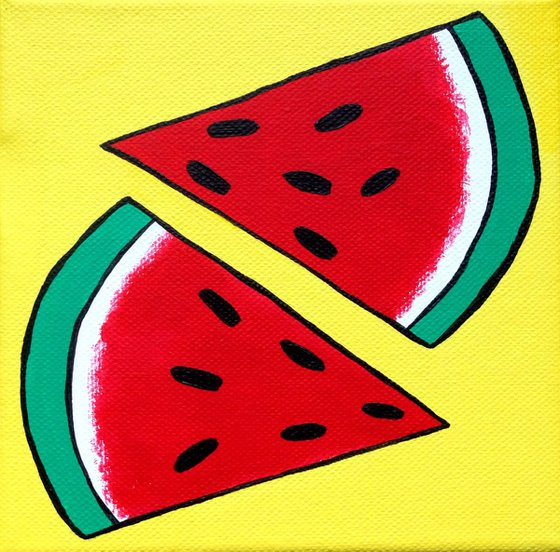 Watermelon Pop Art Acrylic Paint On Small Canvas