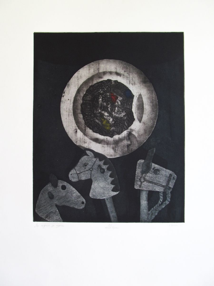 Surrealistic Still Life Etchings & Engravings By Kristina Vatova, 24 X 32", "If You Could Escape", Original Artwork