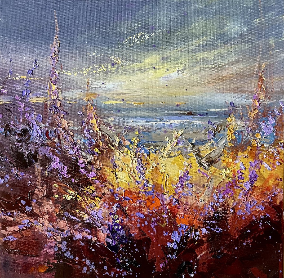 Lavender Lake By Ewa Czarniecka, 16 X 16, Artwork For Sale On Artfinder