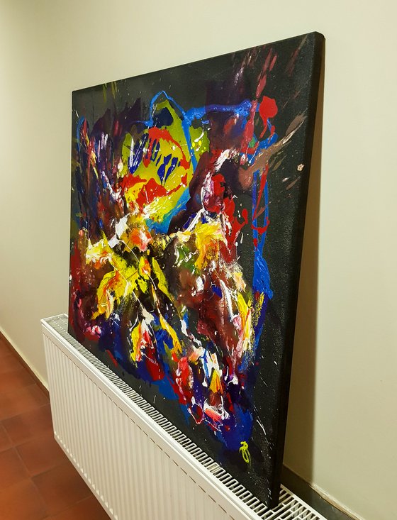 Luana N-6 (H)80x(W)100 cm. READY TO HANG. Acrylic on Stretched Unprimed Raw Cotton Canvas.