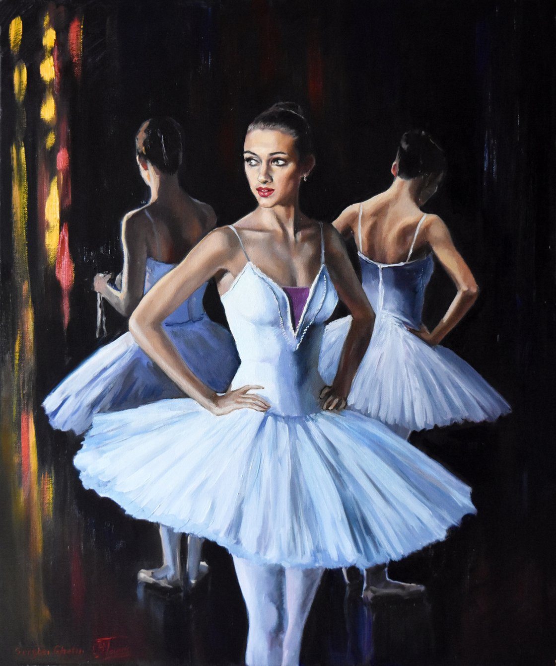 Ballerinas, behind the scene, after performance Oil painting by Serghei ...