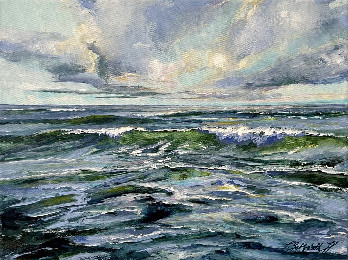 Impressionistic Landscape Acrylic Painting By Sandra Gebhardt-Hoepfner, 16 X 12", Hope 3, Original Artwork