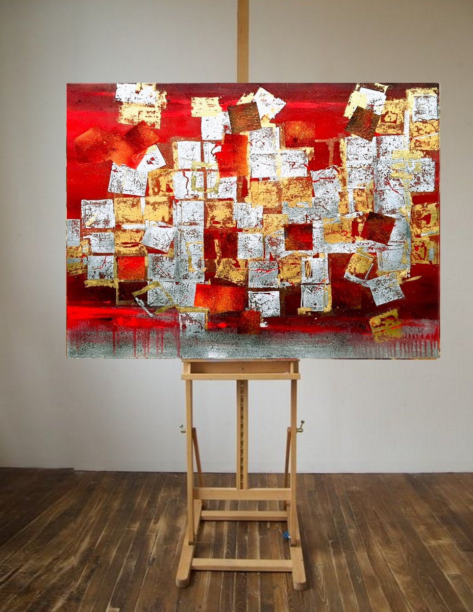 Geometric Oil Painting , Large Abstract Cityscape Painting By Olena Topliss, 40 X 30, Artwork For Sale On Artfinder