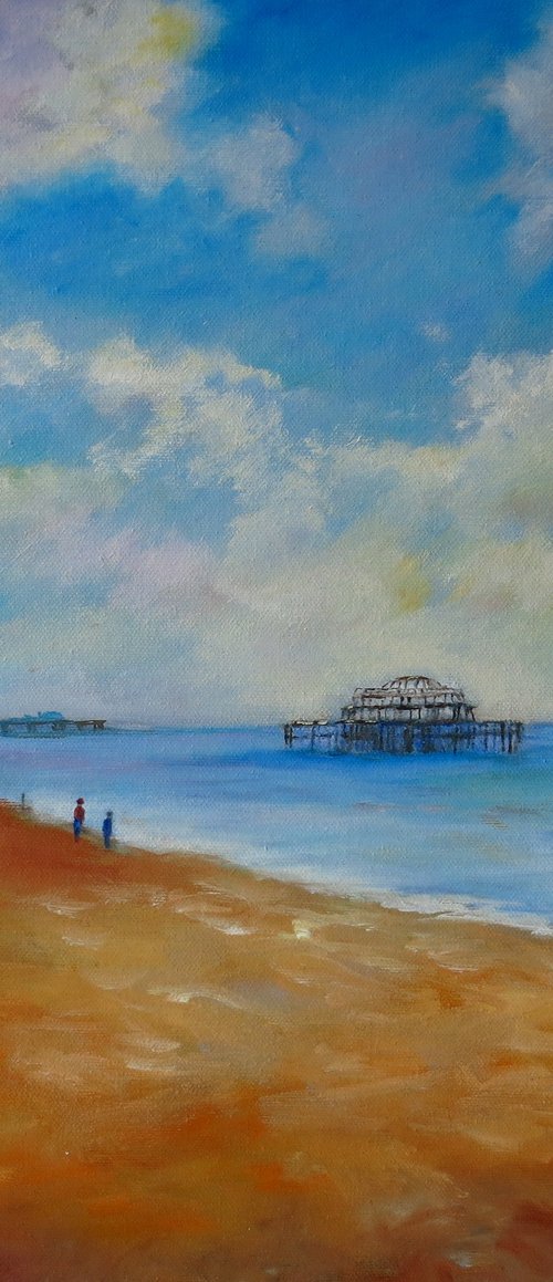 A Cloudy Day on Brighton Beach by Maureen Greenwood