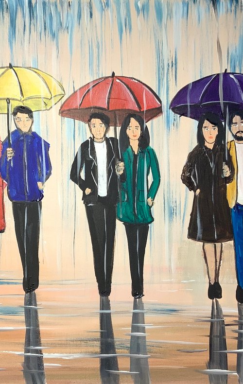 Colourful Rainy Umbrellas by Aisha Haider