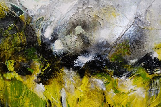 Lime Tonic 190cm x 100cm Green Textured Abstract Art