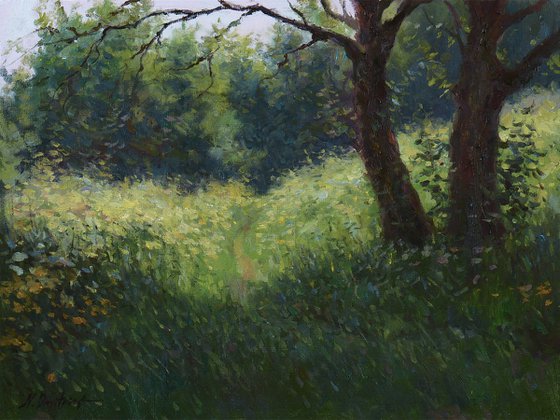 The June Sunny Morning - summer landscape painting