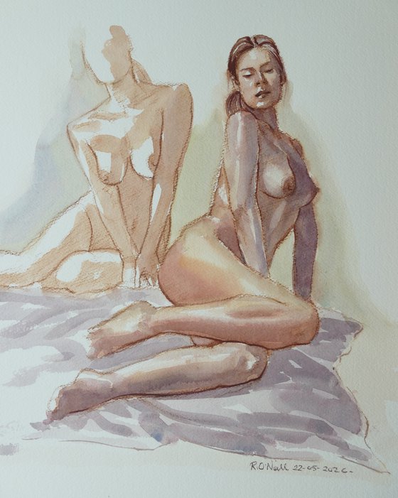 Seated female nude 2 poses