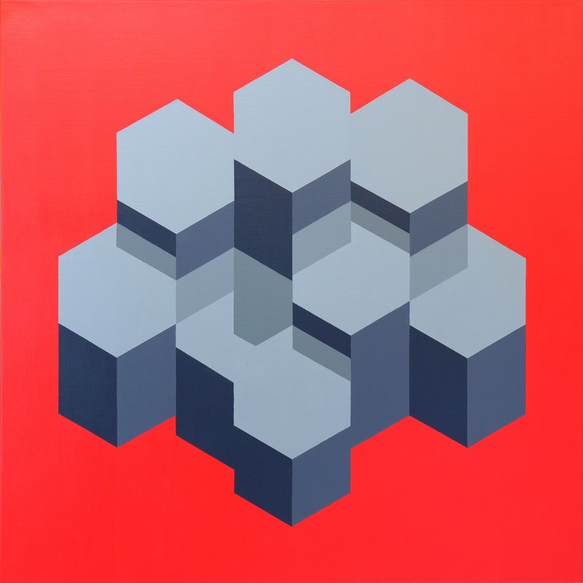 Geometric Abstract Acrylic Painting By Richard Mierniczak, 39 X 39", Composition 22., Original Artwork